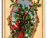 Christmas Blessings Raphael Tuck Holly Series no 100 Embossed DB Postcar... - $2.92
