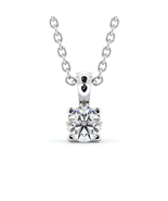 Round Solitaire Lab Grown Four Claw Stud Diamond Pendant 14K White Gold  - €691,56 EUR