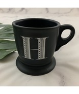 Anthropologie Monogram Retro Coffee Mug Letter Initial H Black Shave Sty... - $18.80