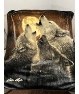 The Northwest Company Wolf Trinity Wolves Moon Colin Bogle Fleece Blanke... - $40.72 CAD