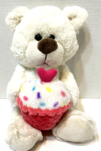 Kellytoy Cupcake Birthday Plush White Bear Soft Lovey 11 inches - £9.85 GBP