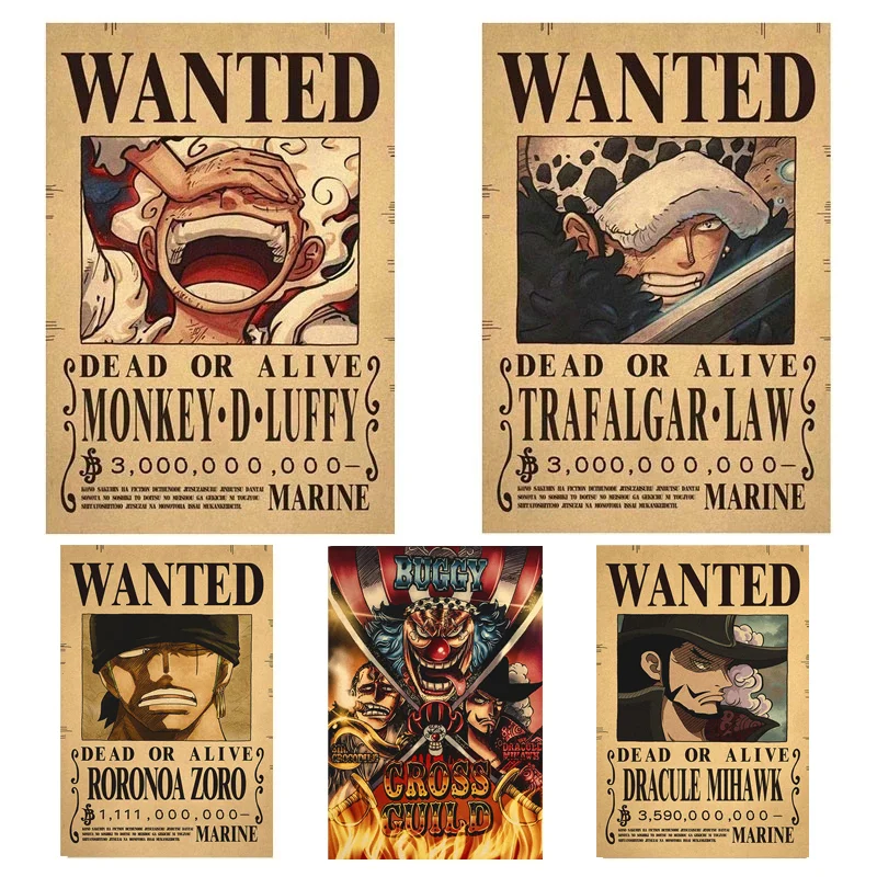 New Anime One Piece Luffy 3 Billion Bounty Wanted Posters Four Emperors Kid - £8.19 GBP