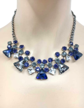 Navy Montana Blue Crystal Rhinestones Casual Everyday Lightweight Short Necklace - $18.53