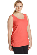 NEW Just My Size 4X Shirred Cotton Blend Tank Top  Neon Fire Heather - £4.29 GBP