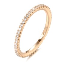New Arrivals 585 Rose Gold Single Row Micro-wax Inlay Natural Zircon Rings Women - £7.01 GBP