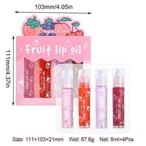 Roll-on Fruit Lip Oil Balm Set 4PCs X 8ml Transparent Lip Moisturize Hydrate Ant - £40.21 GBP