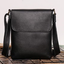 Genuine Leather Daily Casual Shoulder Bag for Men Small Dark Brown Vintage Messe - £62.78 GBP