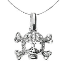 925 Sterling Silver Skull and Bones Pendant Necklace - £62.55 GBP+