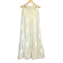 Vintage 80s Wedding Bridal Shift Nightgown Swing Maxi Alencon Lace Tulle... - £96.97 GBP