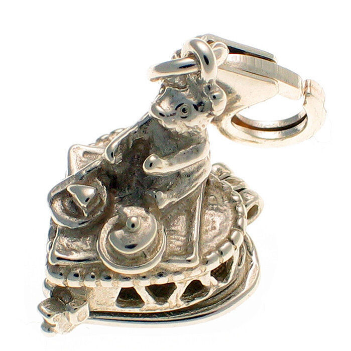 Primary image for Teddy Bear Picnic Sterling 925 British Silver Lobster Clip Charm by Welded Bliss