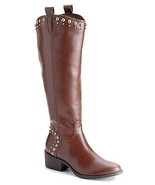 Elle Womens Addison Cognac Brown Studded Tall Knee High Boots 6 M 6M - £62.92 GBP
