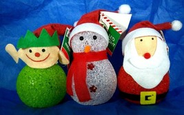 LED Light Up Christmas Decoration Mini Figures Snowman Santa &amp; Elf Glows lot 3 - £8.80 GBP
