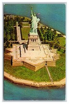 Statue of Liberty Airplane View New York City NY NYC Chrome Postcard W9 - £1.51 GBP