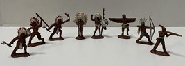 Plastic Toy Indians Painted Native American Warriors Toy Soldiers 2.25 inches - £13.32 GBP