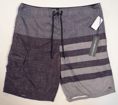 O'Neill Black & Gray Stripe Boardshorts Board Shorts Men's NWT - $49.99