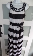 No Boundaries Lattice Black Soot Stripe Maxi Dress Size L (11/13) Junior... - $25.00