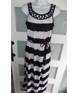 No Boundaries Lattice Black Soot Stripe Maxi Dress Size L (11/13) Junior... - $22.25