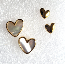 Vermeil 925 Sterling Silver Heart Stud Earrings 2 sets (1) Mother of Pearl - £16.06 GBP