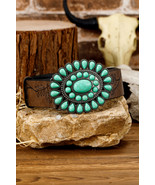 Chestnut Turquoise Decor Buckle Fashion Faux Leather Belt - $220.65 MXN