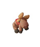 Department 56 Soft Puffy Plush Nylon 15” Reindeer w/Backpack Green Bow - $9.31