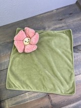 JELLYCAT London Green 13&quot; x 13&quot; Pink Flower Baby LOVEY Security BLANKET - £15.76 GBP