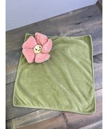 JELLYCAT London Green 13&quot; x 13&quot; Pink Flower Baby LOVEY Security BLANKET - £15.56 GBP