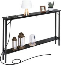 Sofa Table With Outlet And Usb Port, Sauce Zhan 47&quot; Console Table Behind, Black. - £101.30 GBP