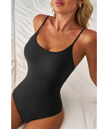 Black Thin Strap Strappy Lace-up Open Back One Piece Swimsuit - $20.51 CAD