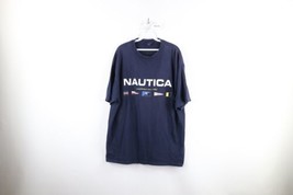Vintage 90s Nautica Mens Size XL Faded Spell Out Sailing Flags T-Shirt Blue USA - £31.24 GBP