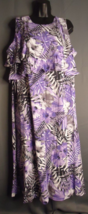 D &amp; Co. Denim &amp; Company Tiered Floral Maxi Dress Purple White Womens Siz... - £16.58 GBP