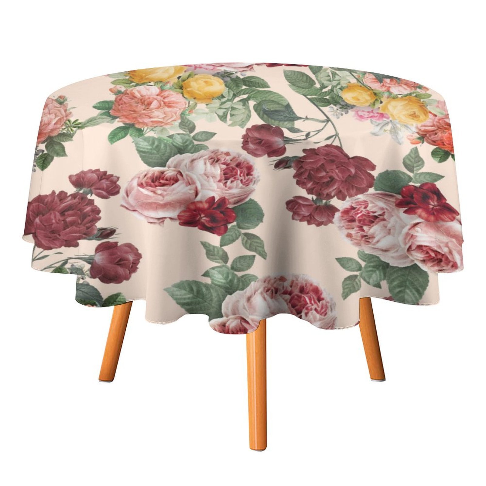 Mondxflaur Classic Rose Tablecloth Round Kitchen Dining for Table Decor Home