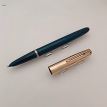 Vintage Parker 51 Fountain Pen, Teal Blue, 12kt Filled Cap - $197.01