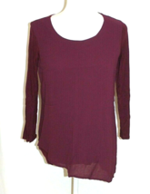 Chico&#39;s Blouse Woman Size 0-Small Purple Long Sleeve Asymmetrical Round Neck - £14.52 GBP