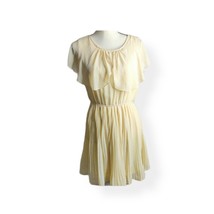 Womens Beige Cream Off White Flowy Lightweight Sheer Summer Dress Pleate... - £11.07 GBP