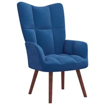 Relaxing Chair Blue Velvet (100% polyester), solid rubber wood, steel - $3,007.21 MXN