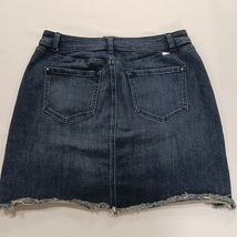 INC International Concepts Women's 12 Blue Cotton Blend Frayed Trim Denim Skirt image 2