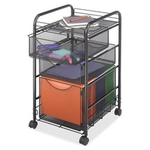 Black Metal Steel Mesh Mobile Filing Cabinet Cart with 2 Drawers and Wheels - $232.39