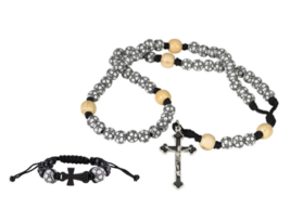 Soccer Rosary &amp; Bracelet Gift Set Children First Communion Baptism Catholic Kid - £15.93 GBP