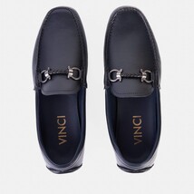 Pavia Navy Blue Leather Bit Drive Loafer Men Shoe image 8