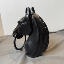 Vintage Cast Iron Horse Head Hitching Post Topper With Ring Black Heavy - £68.72 GBP