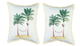 Pair of Betsy Drake Palm Trees and Monkey Large Pillows 15 Inch x 22 Inch - £71.21 GBP