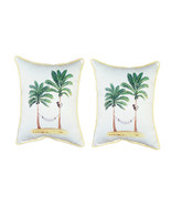 Pair of Betsy Drake Palm Trees and Monkey Large Pillows 15 Inch x 22 Inch - £69.91 GBP
