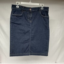 EILEEN FISHER DENIM PENCIL SKIRT JEANS POCKETS DARK WASH ORGANIC COTTON ... - $527.63 MXN