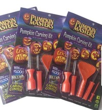 Lot of 3 Pumpkin Masters Carving Kit With Tools &amp; Pattern Book Halloween Crafts - £7.99 GBP