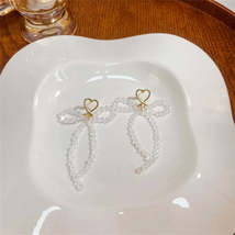 Clear Acrylic &amp; 18K Gold-Plated Heart Bow Drop Earrings - £10.16 GBP