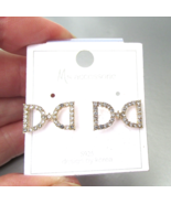 Ms accessorie Sterling Silver Bow Rhinestone Pierced Earrings VTG New on... - $11.87