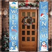 Winter Wonderland Welcome Banner - Light Blue Snow Party Decoration Set with Han - $18.80