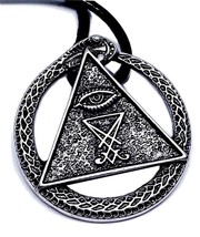 Sigil of Satan Ouroboros Necklace Pendant Lucifer All Seeing Eye Angel Occult - £9.69 GBP