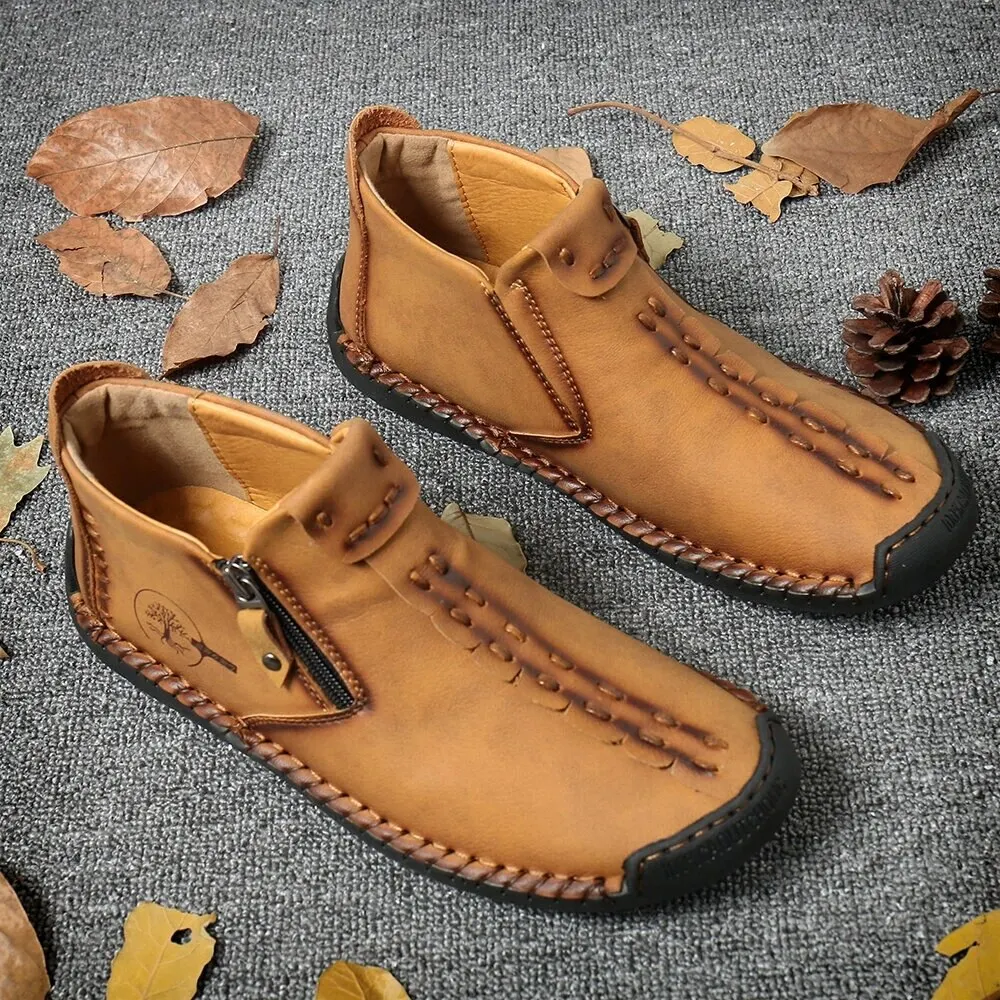 Handmade leather men shoes casual slip on loafers breathable leather shoes men flats thumb200