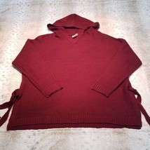 Romeo &amp; Me NWOT Dark Maroon Oversize Poncho Sweater Tunic w Hood Size Small - $18.05
